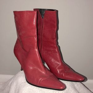 Nine West Red Ankle Boots Size 7.5